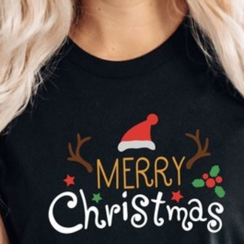 Merry Christmas Shirt, Cute Christmas T-shirt, Christmas T-shirt - Picture 3 of 4